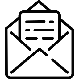 black and white icon of an open envelope