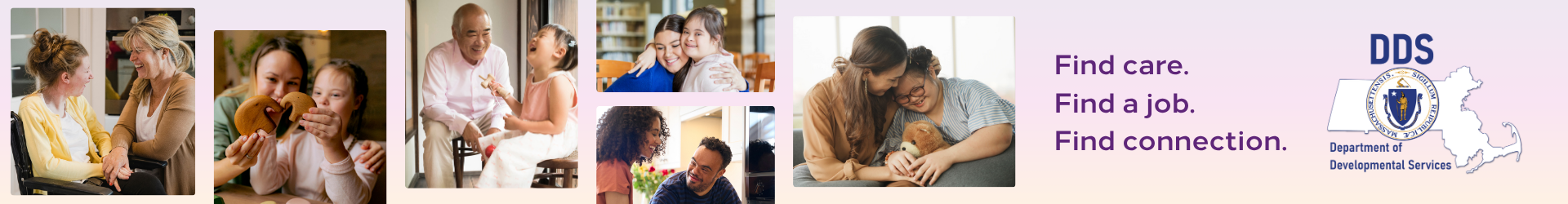 collage of different families smiling