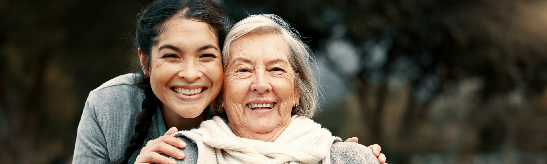 Caregiver and Older Woman enjoying the outdoors