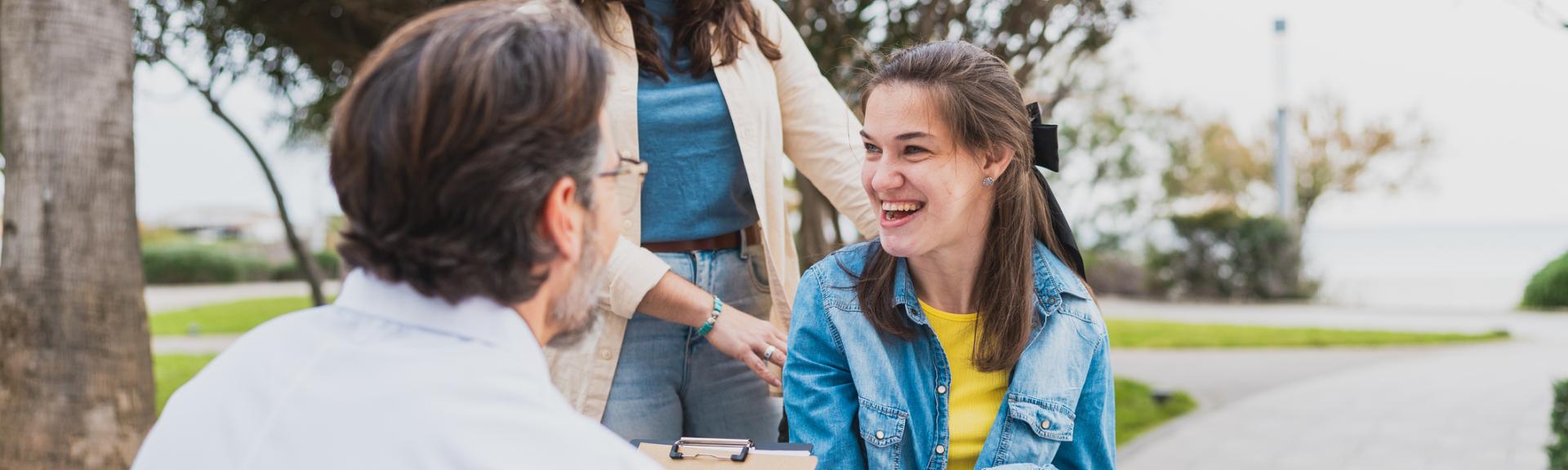 Young woman in wheelchair