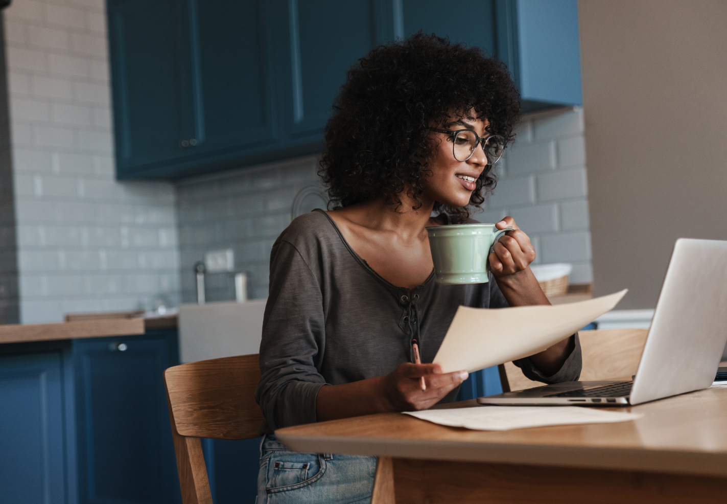 woman using computer