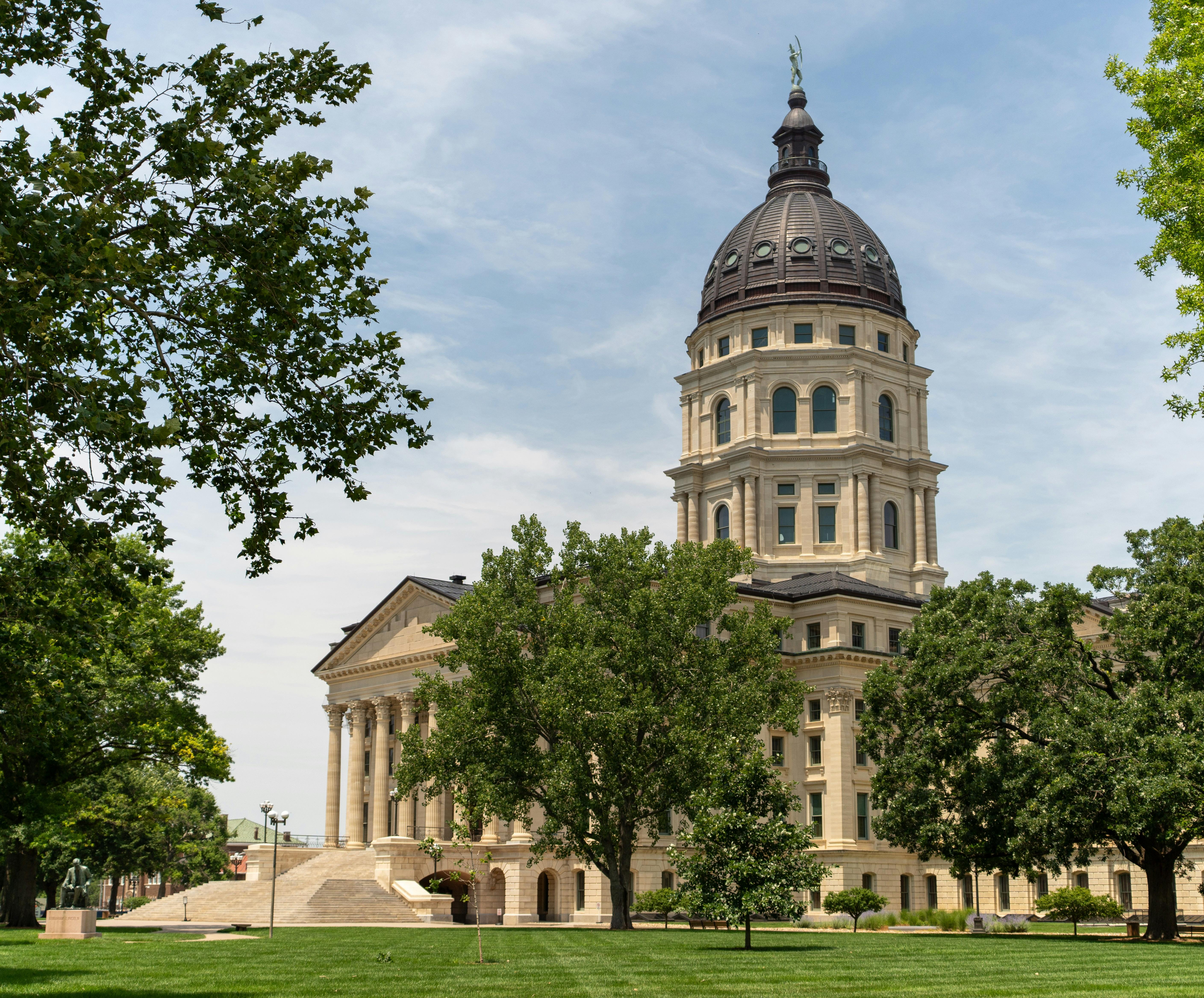 kansas state capitol building in summer