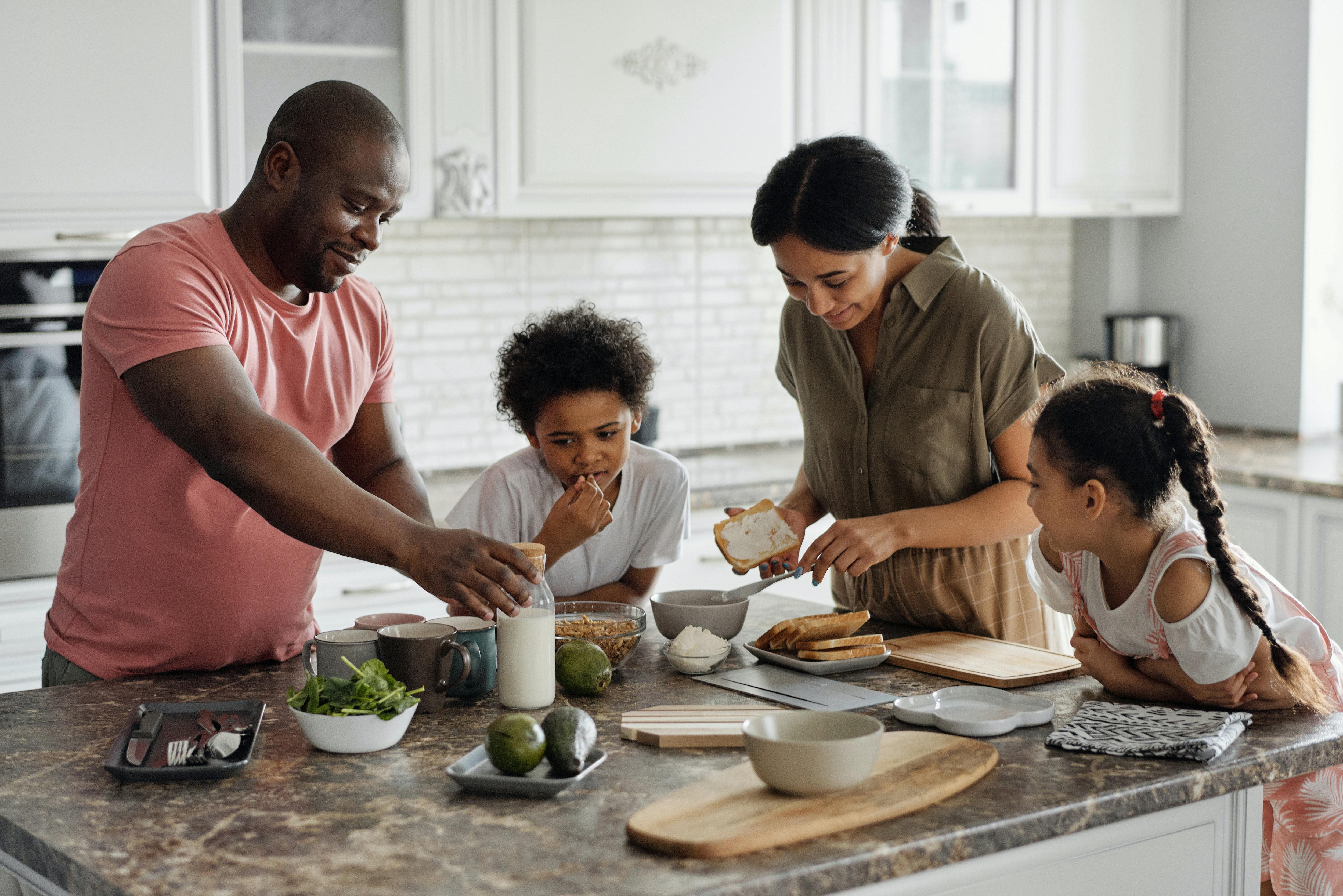 Family in kitchen